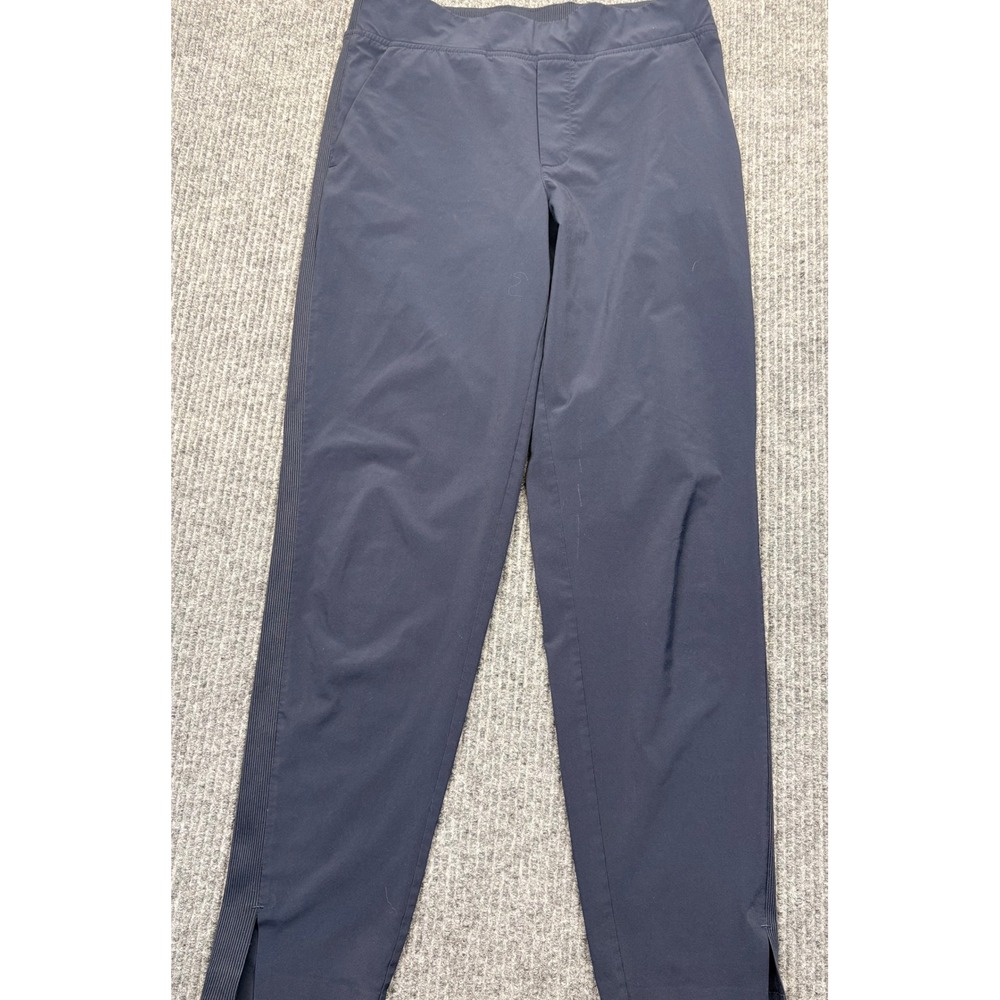 Athleta Brooklyn Ankle Pant Navy Blue Ribbed Side Panel Tapered Leg Size 2